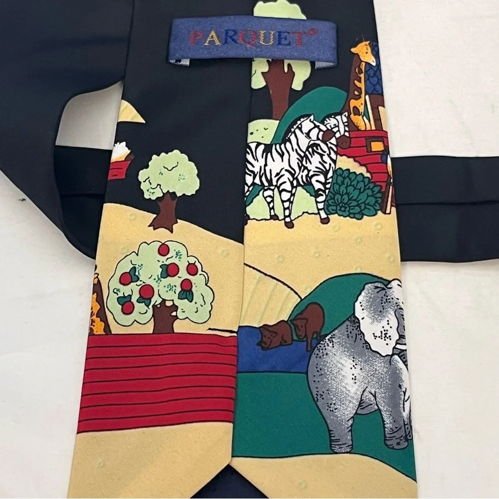 Parquet Noah's Ark Religious Themed Graphic Polyester Tie